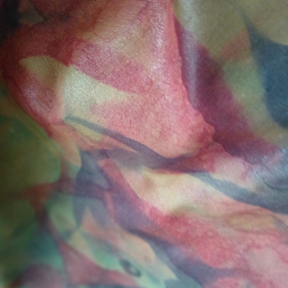 Vintage 1984 Leather painted tye dye design BoHo bag, long strap 17" 1/2 x 14" - Picture 10 of 12